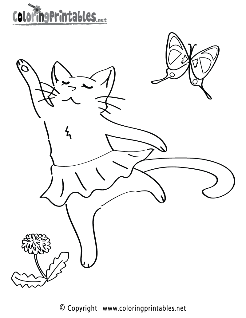 Cat Ballet Coloring Page - A Free Animal Coloring Printable