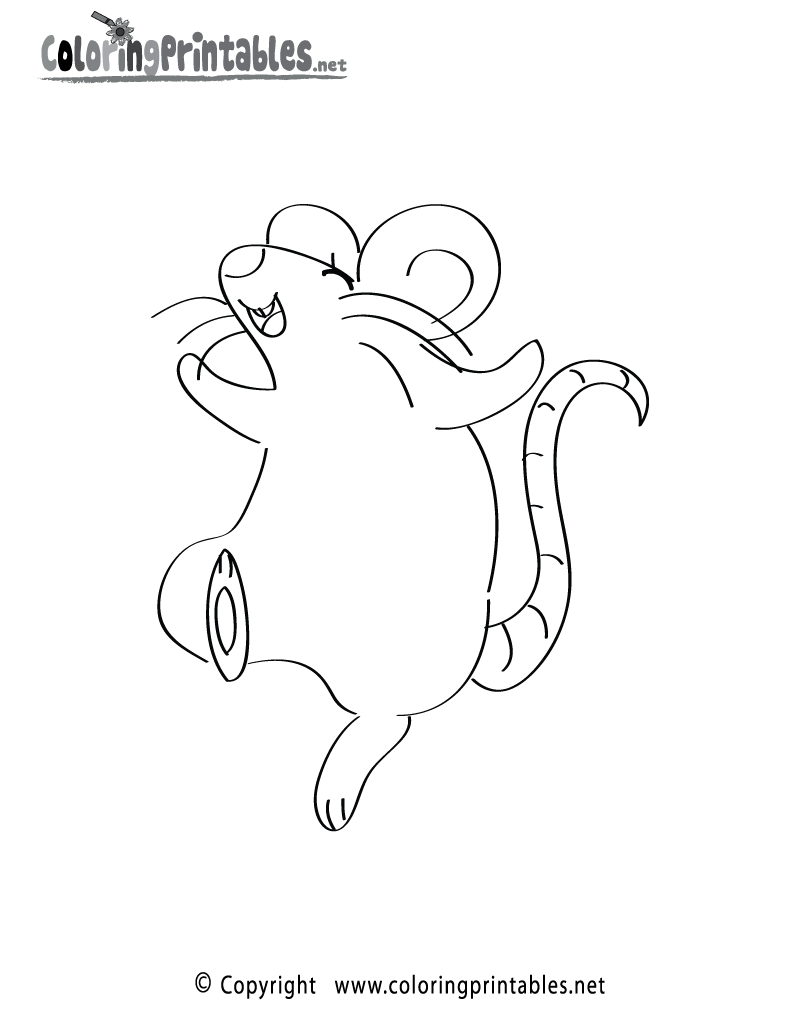 Dancing Mouse Coloring Page Printable.