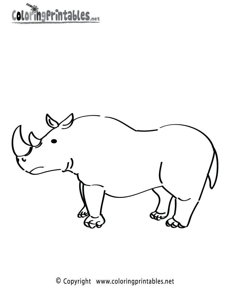 Rhinoceros Coloring Page Printable.