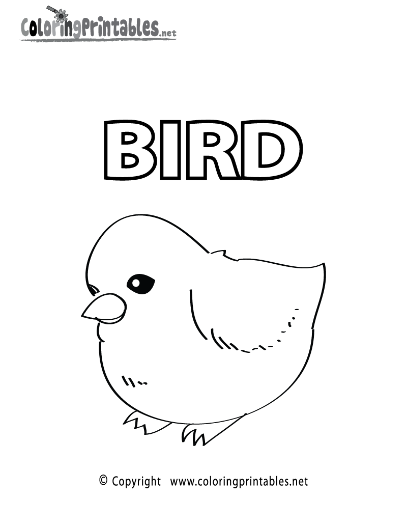 Vocabulary Bird Coloring Page Printable.