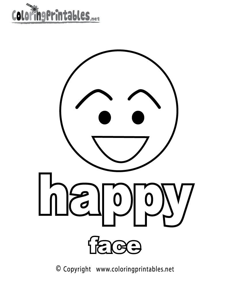 Adjectives Happy Face Coloring Page Printable.