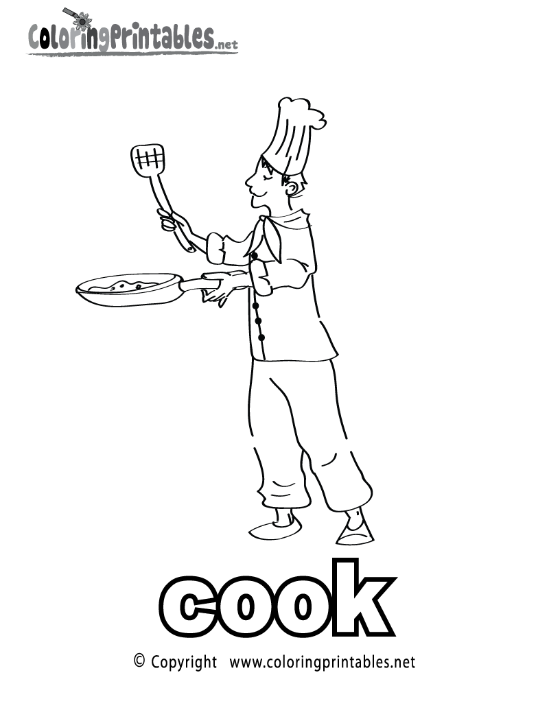 Cook Coloring Page Printable.