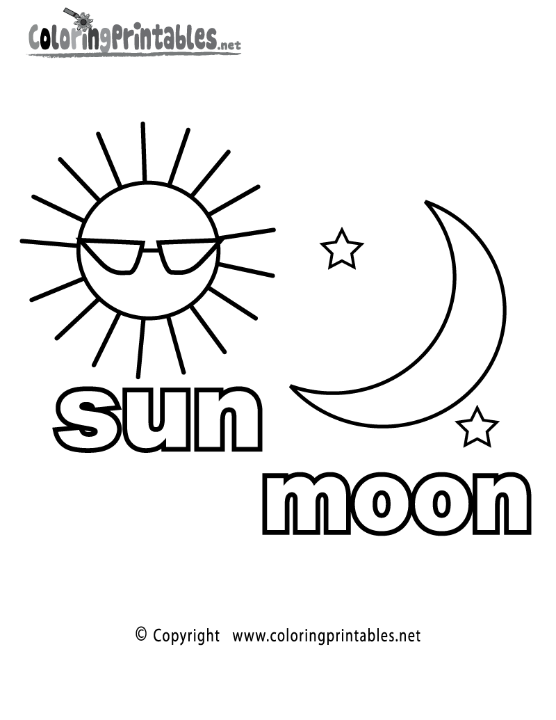 Sun Moon Coloring Page A Free English Coloring Printable