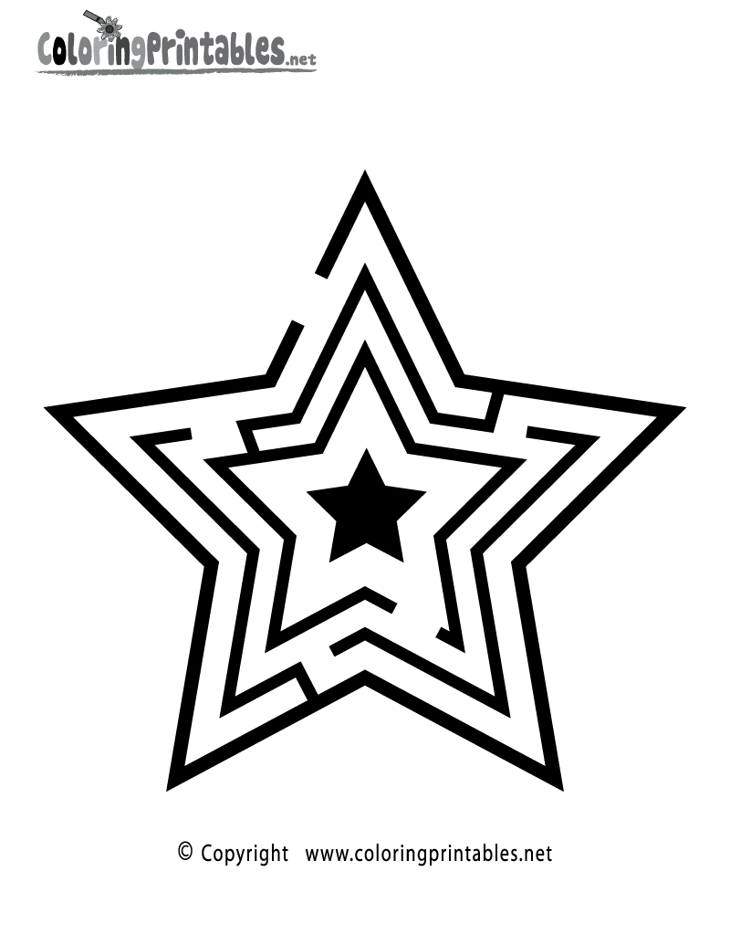 Maze Star Coloring Page Printable.
