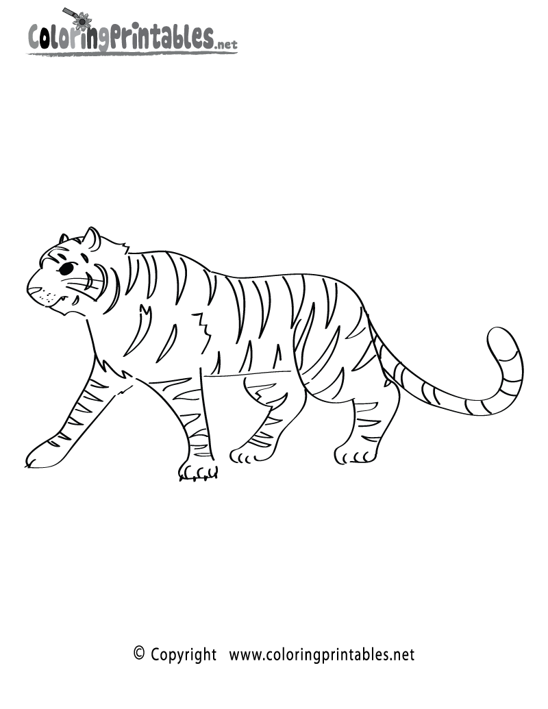 Jungle Tiger Coloring Page Printable.