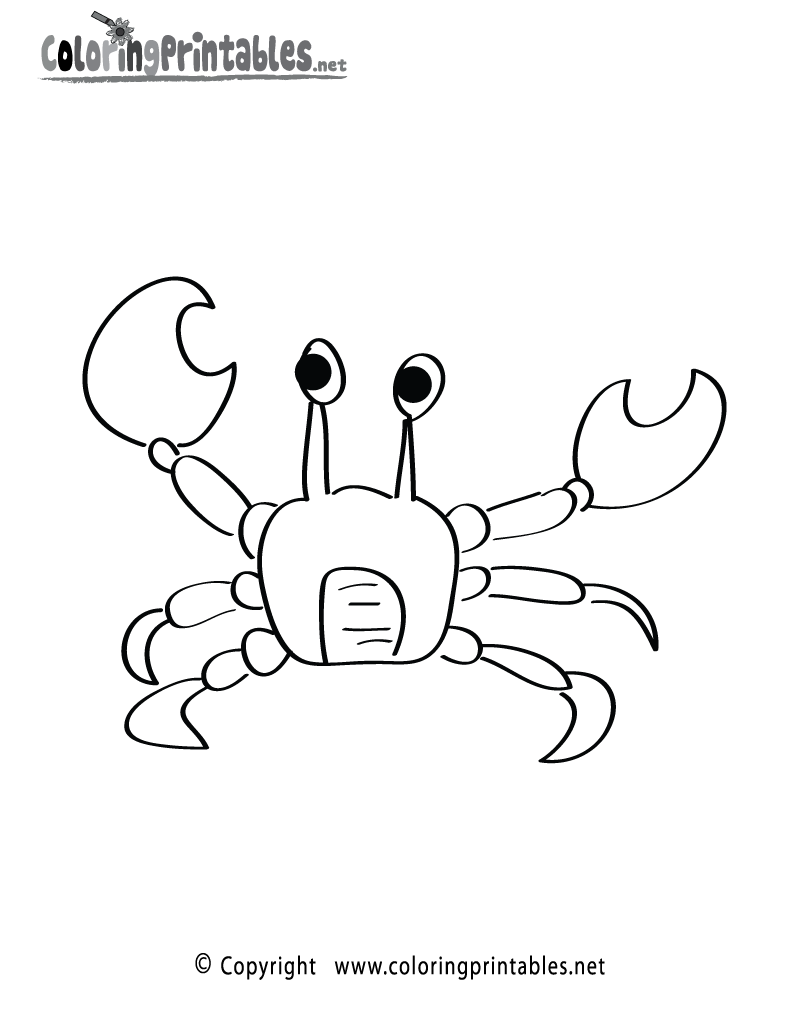 Crab Coloring Page Printable.