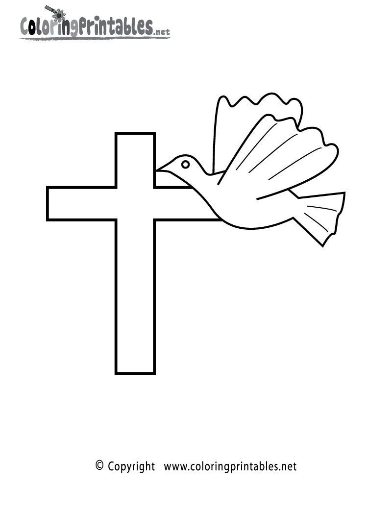 Dove Cross Coloring Page Printable.