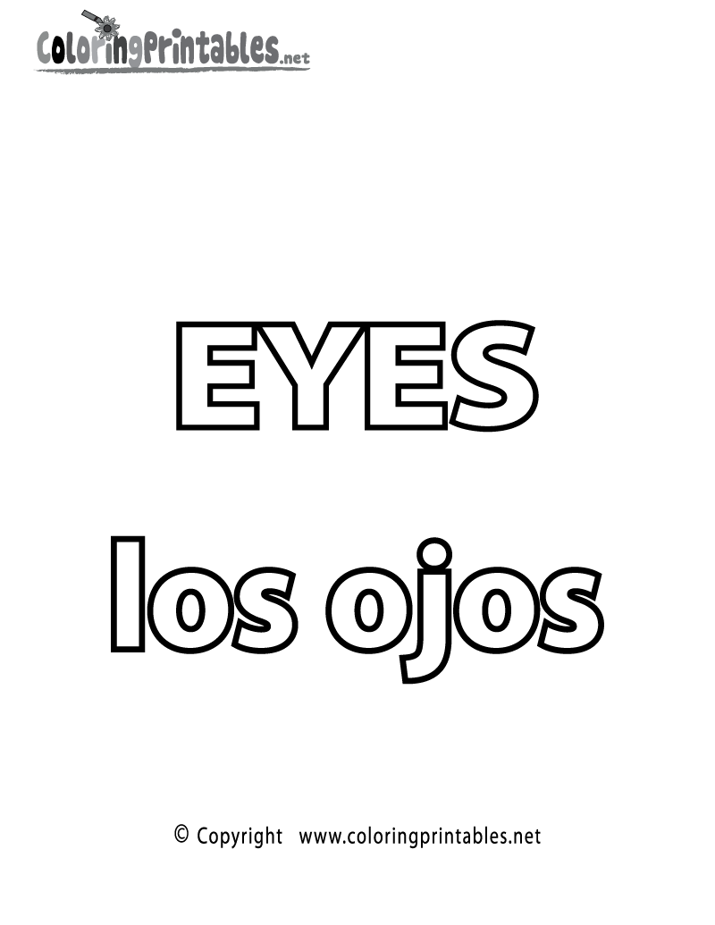 Spanish Word for Eyes Coloring Page - A Free Spanish Coloring Printable