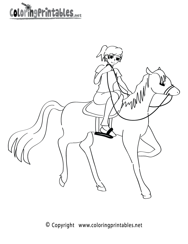 Horseback Riding Coloring Page Printable.