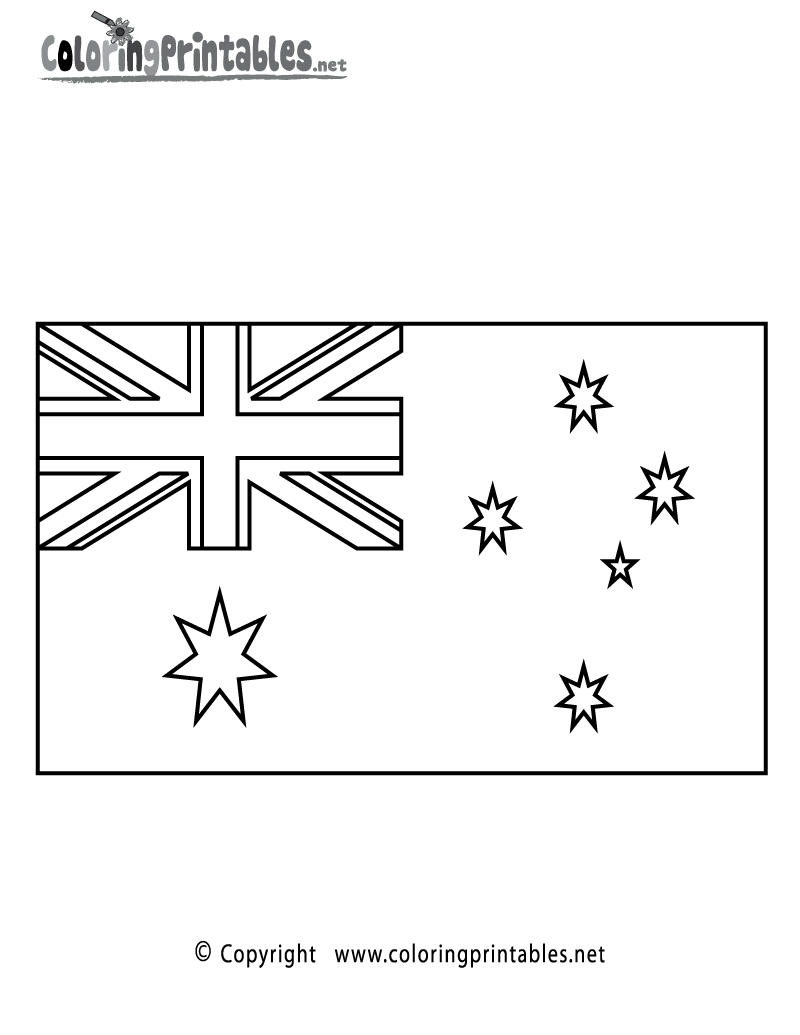 Australia Flag Coloring Page Printable.