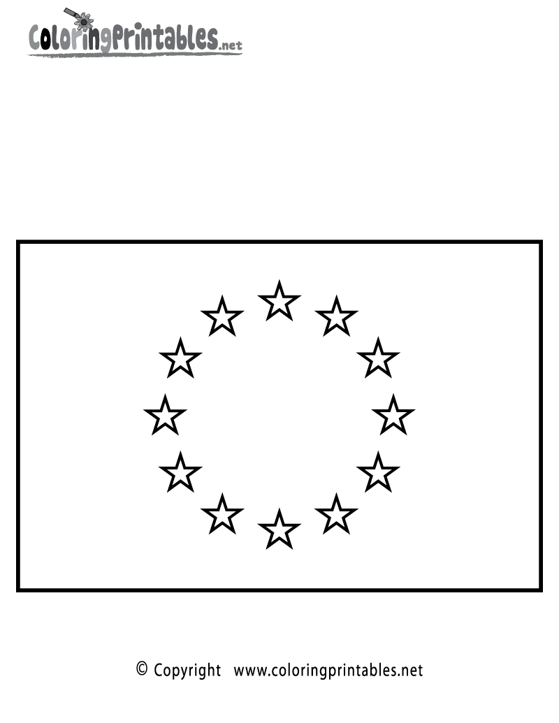 Denmark Flag Coloring Page · European Union Flag Coloring Page