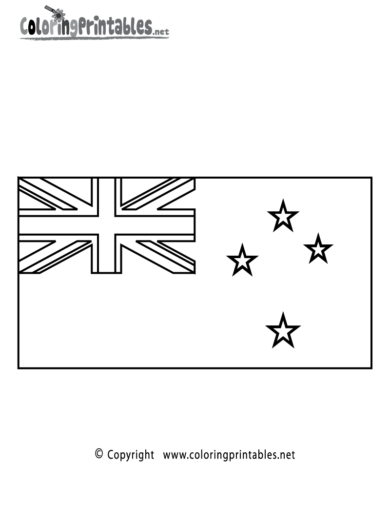 New Zealand Flag Coloring Page Printable.