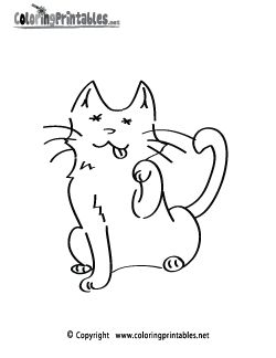 Funny Cat Coloring Page