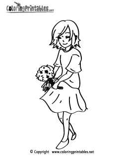 Girl Flowers Coloring Page