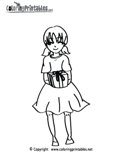 Girl Gift Coloring Page
