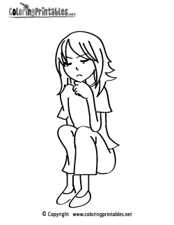 Girl Thinking Coloring Page