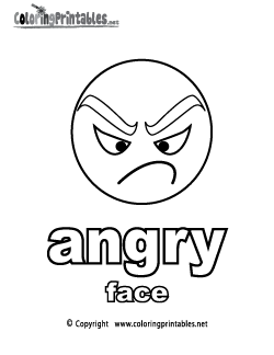 Adjectives Angry Face Coloring Page