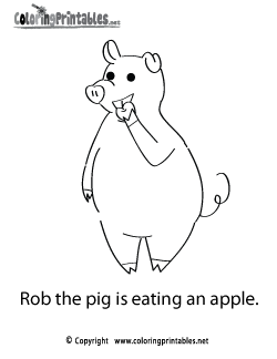 Reading Pig Coloring Page