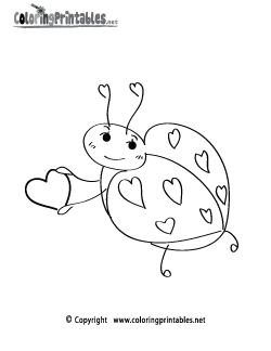 Valentine's Lady Bug Coloring Page