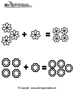 Math Addition Flowers Coloring Page