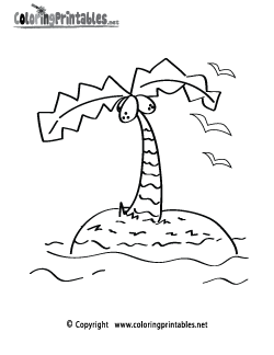 Tropical Island Coloring Page