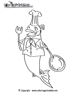 Fish Chef Coloring Page