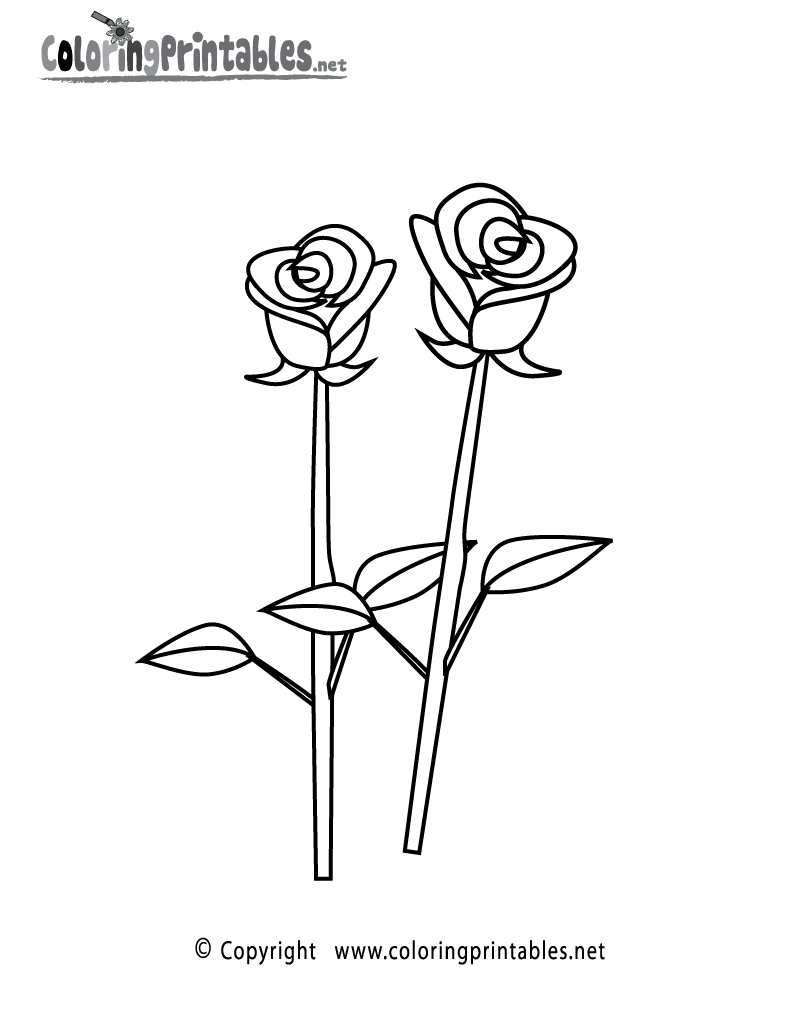 Rose Coloring Page Printable.