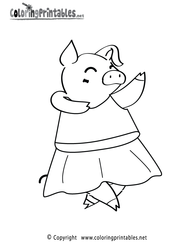 Dancing Pig Coloring Page Printable.