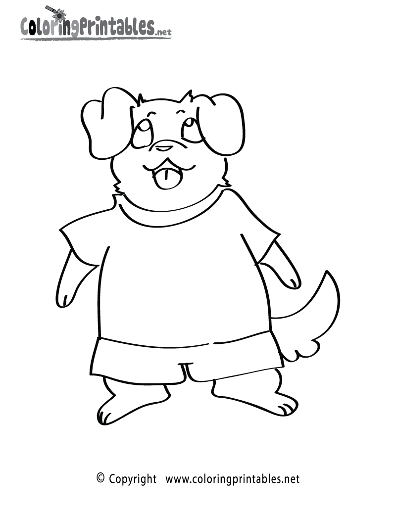 Doggy Clothes Coloring Page Printable.