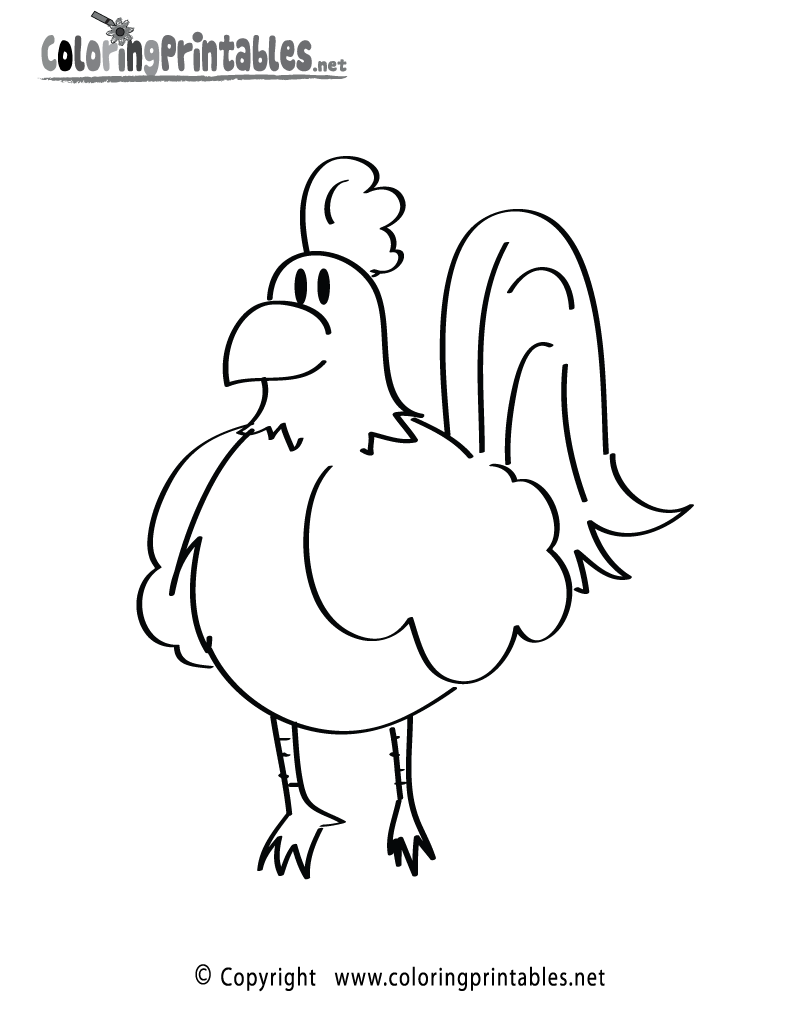 Rooster Coloring Page Printable.