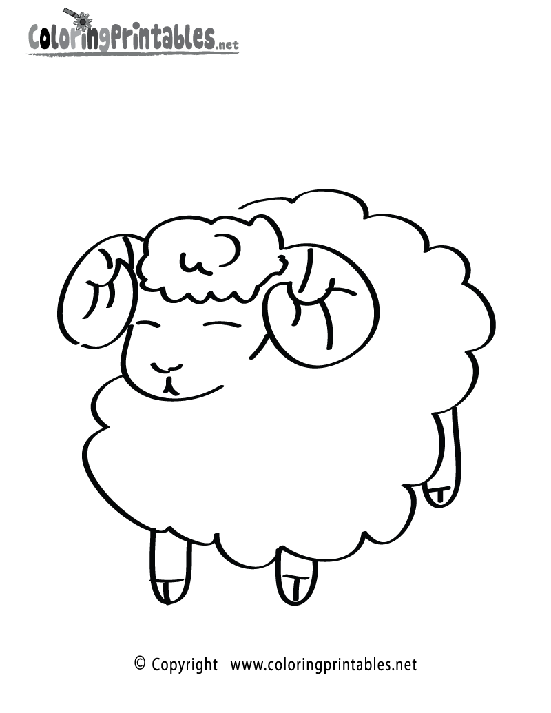 Sheep Coloring Page Printable.