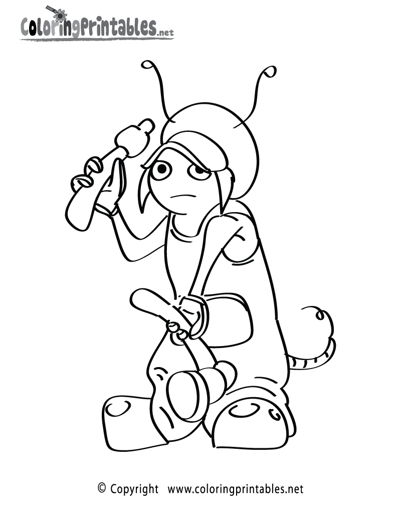 Alien Mechanic Coloring Page Printable.