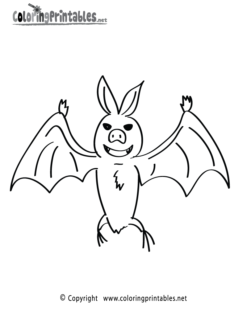 Bat Cartoon Coloring Page - A Free Boys Coloring Printable