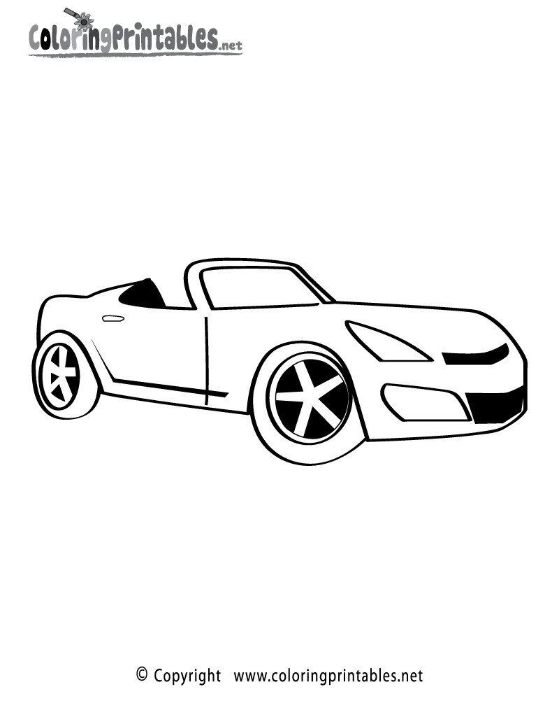 Convertible Car Coloring Page Printable.