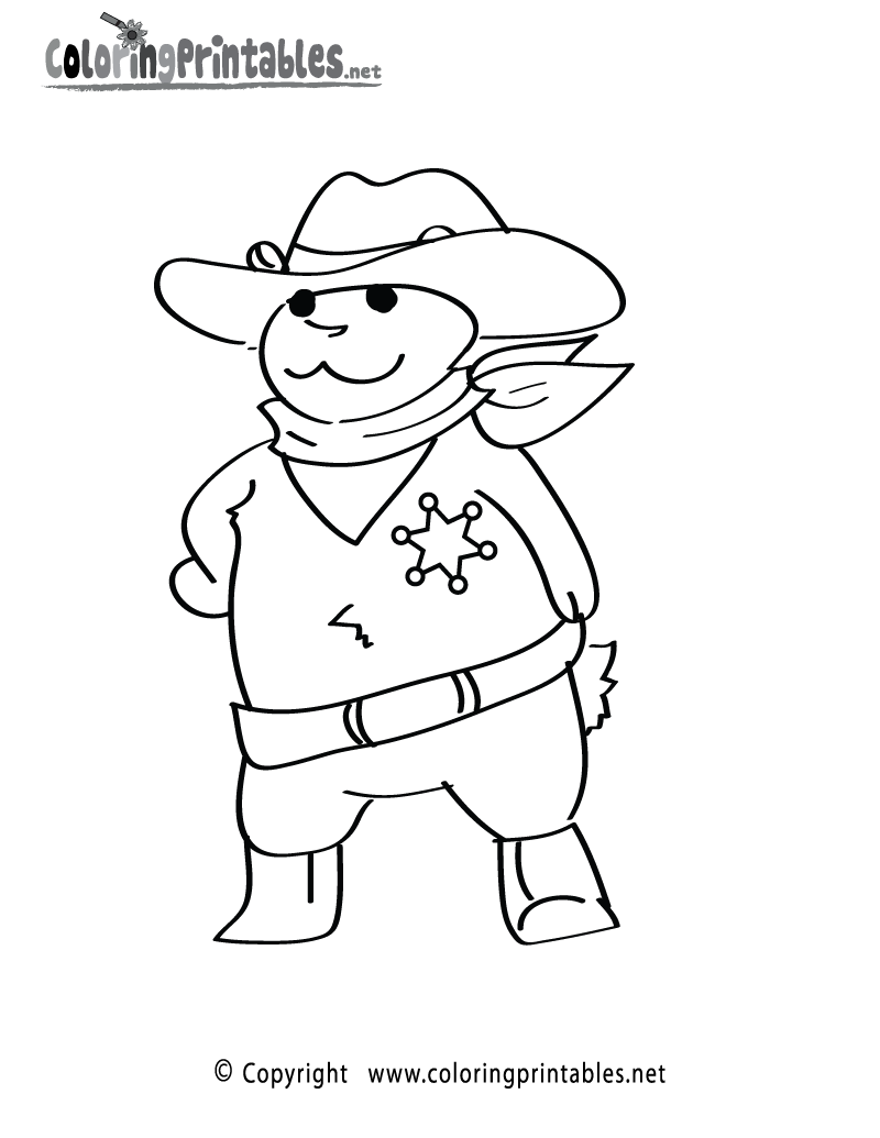 Sheriff Bear Coloring Page Printable.