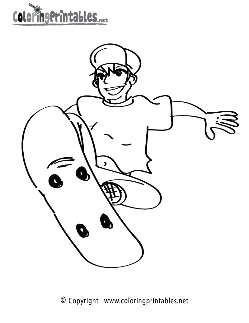 Skateboarding Coloring Page Printable.