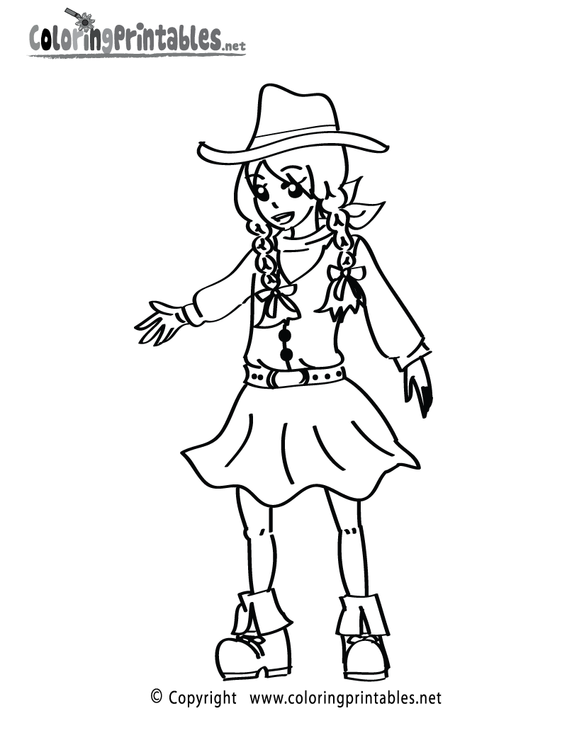 Cowgirl Coloring Page Printable.