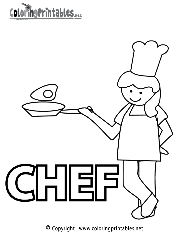 Chef Coloring Page Printable.