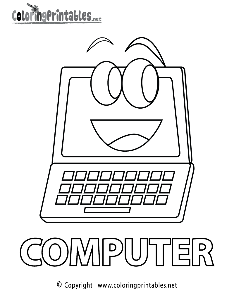 Computer Coloring Page - A Free Educational Coloring Printable