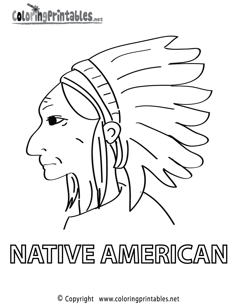 Native American Coloring Page Printable.