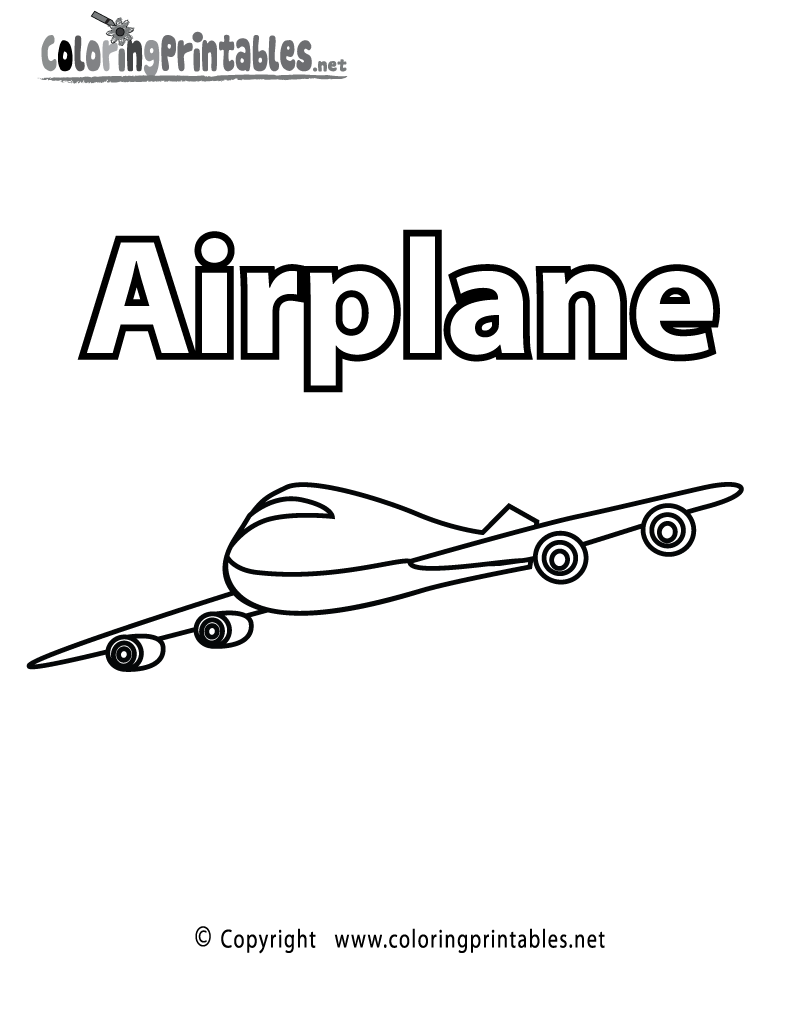 Vocabulary Airplane Coloring Page Printable.