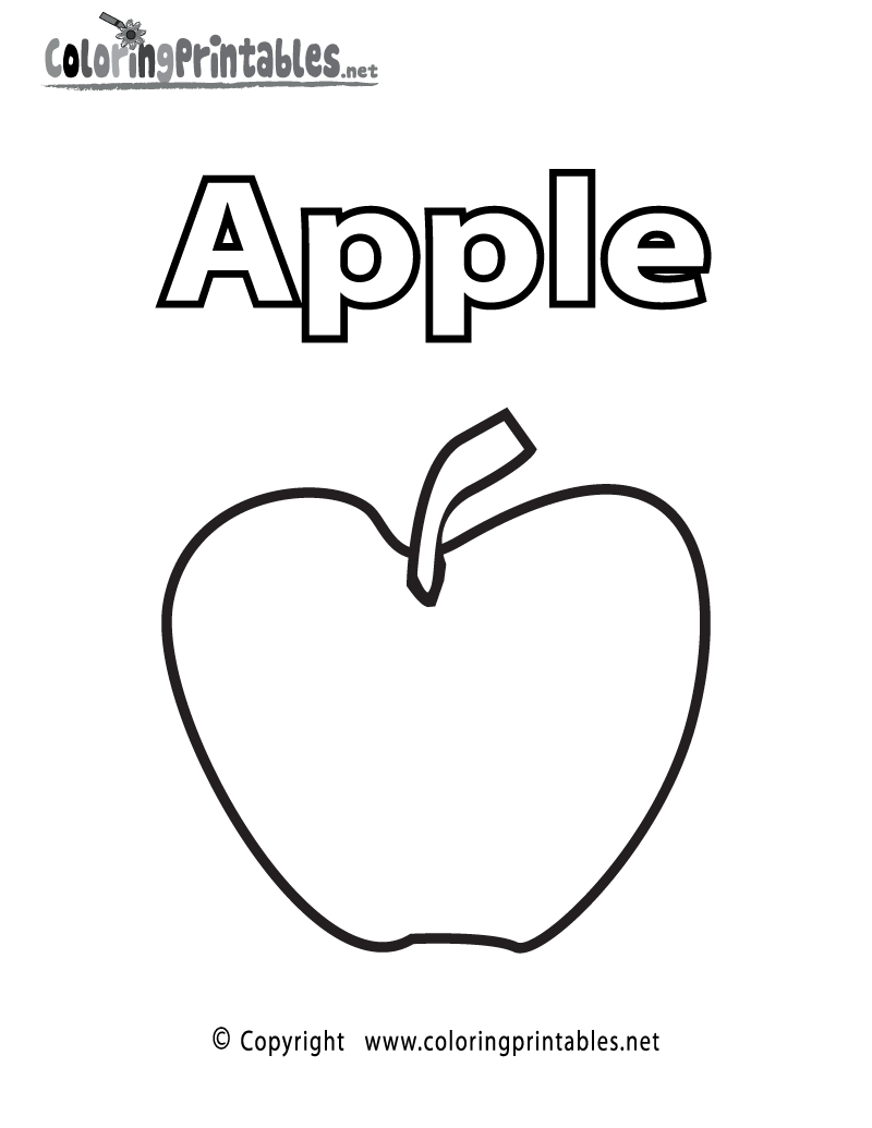 Vocabulary Apple Coloring Page Printable.