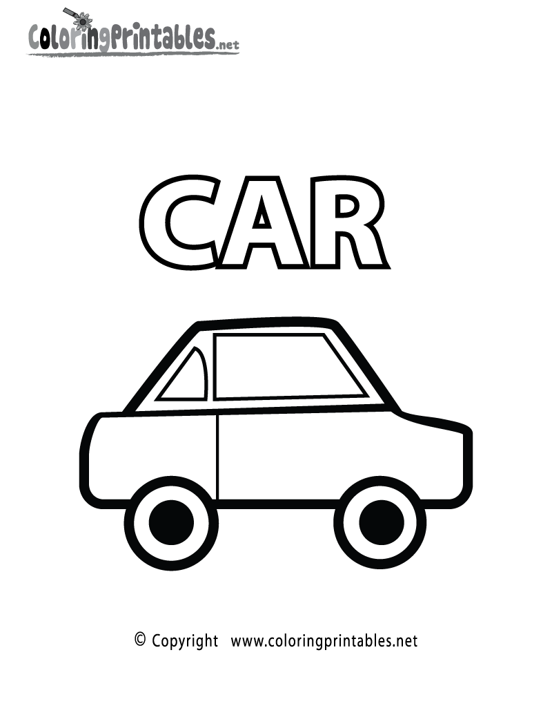 Vocabulary Car Coloring Page Printable.