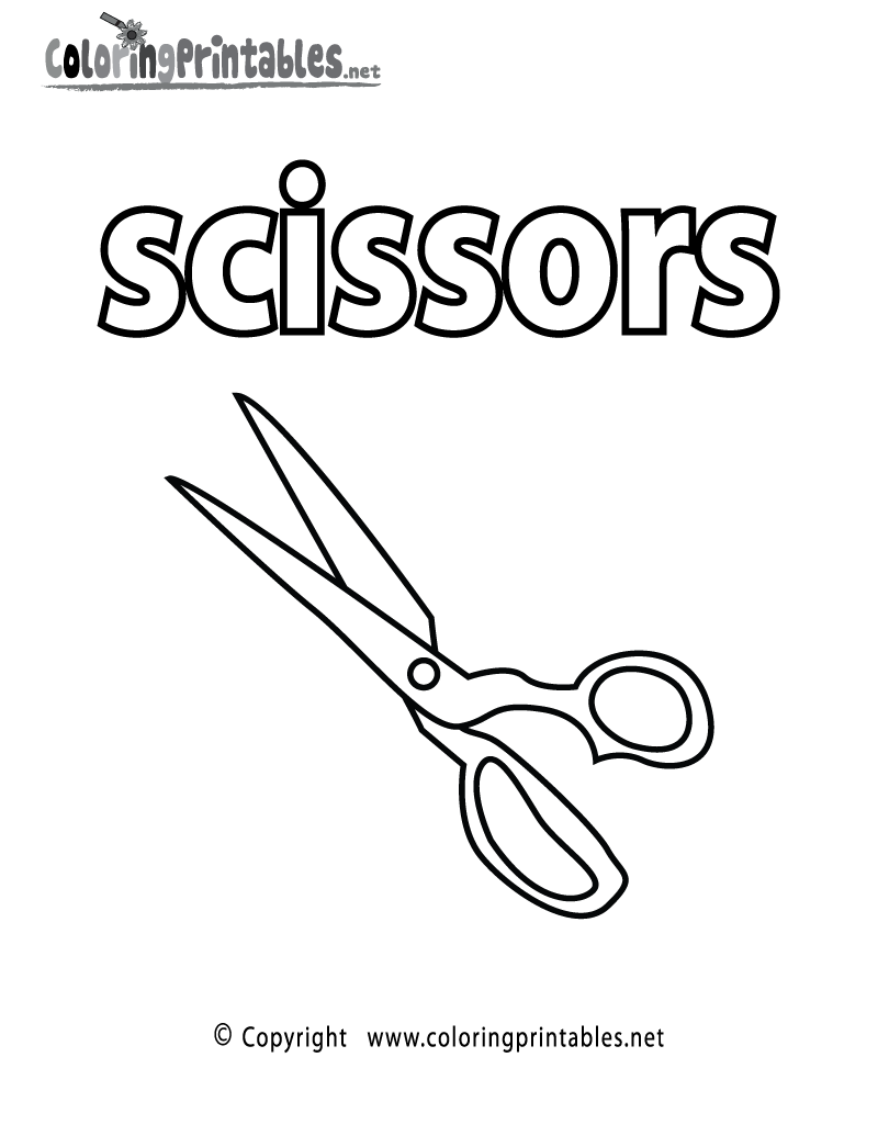 Vocabulary Scissors Coloring Page Printable.