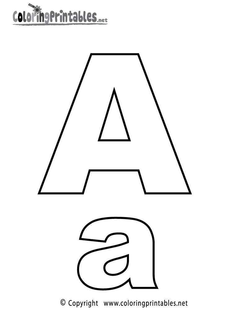 Alphabet Letter A Coloring Page Printable.