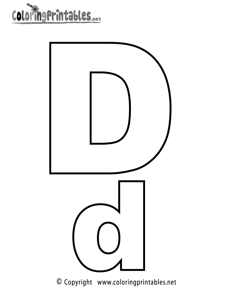 Alphabet Letter D Coloring Page Printable.