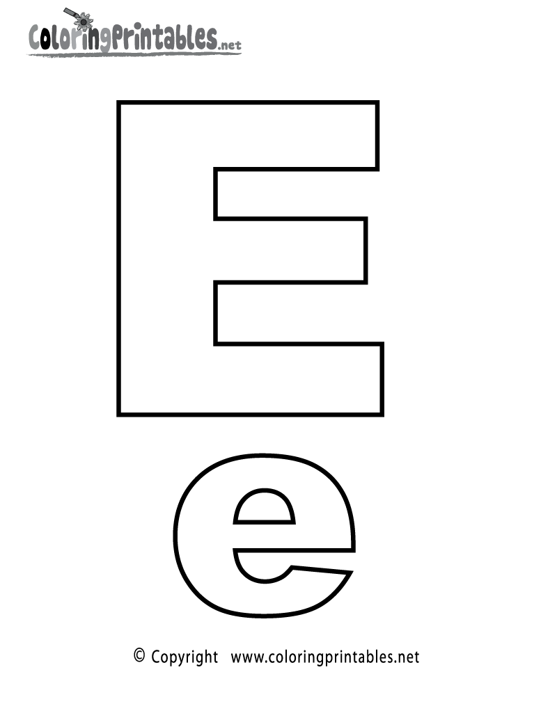 Alphabet Letter E Coloring Page Printable.