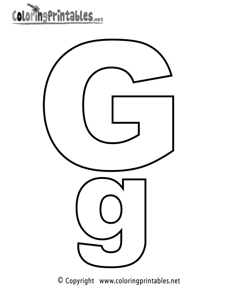 Alphabet Letter G Coloring Page Printable.