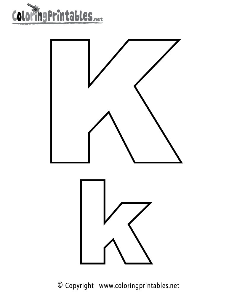 Alphabet Letter K Coloring Page Printable.