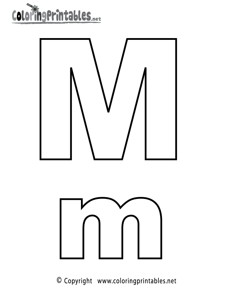 Alphabet Letter M Coloring Page Printable.